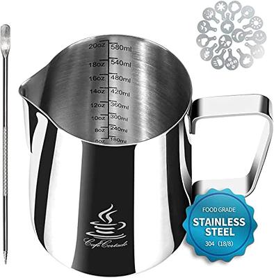 Inevoc Milk Frothing Pitcher 12oz/350ml,Stainless Steel Milk Frother Cup  for Milk Coffee Cappuccino Latte Art with Espresso Distribution Tool,16 Pcs  Coffee Decorating Stencils,Latte Art Pen and Towel - Yahoo Shopping