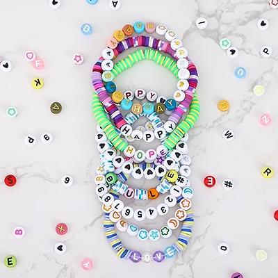 QUEFE 2000pcs Letter Beads for Bracelets, 9 Color Round Alphabet