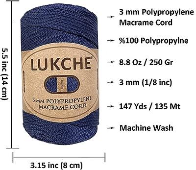Lukche 3mm Premium Polyester Macrame Cord 2 Skein (2x147 Yards