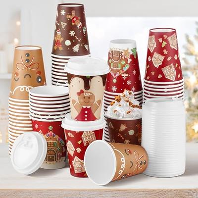 Disposable Paper Coffee Cups Christmas Cups W/O Lids Festive Cups for Hot  or Cold Beverages Decorative Holiday Cups for Christmas 