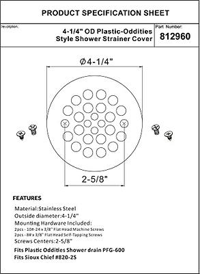 Artiwell 4-1/4“ Shower Strainer Drain Trim Set, Screw-in Shower Strainer Drain  Cover, Plastic-Oddities Style Replacement Strainer Grid,Machine &  Self-Tapping Screws Included (Brushed Nickel) 