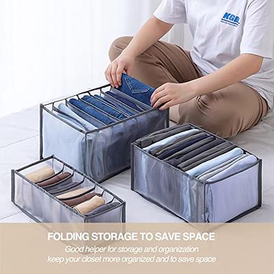 Storage Box Space Saving Folding Washable Separation Grids PP Closet  Organizers For pants jeans shirt clothes Drawer Organizers