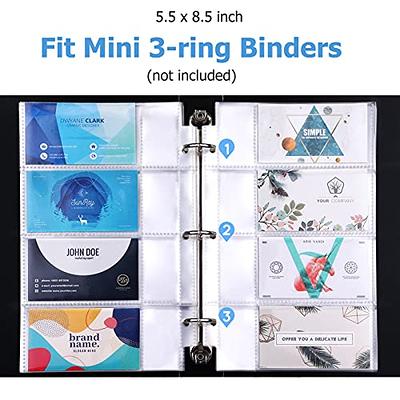 Business Card Sleeves for 3 Ring Binders, Plastic Card Holder