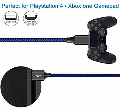 6amLifestyle PS4 Controller Charger Charging Cable, 2 Pack 10ft Extra Long  Micro USB 2.0 Cable, Nylon Braided Cord, for PS4, PS4 Slim/Pro, Xbox One