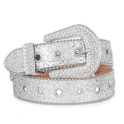 Jasgood Rhinestone Belt for Women and Men Ladies Weatern Cowgirl Cowboy Bling Belt for Jeans Pants Dress