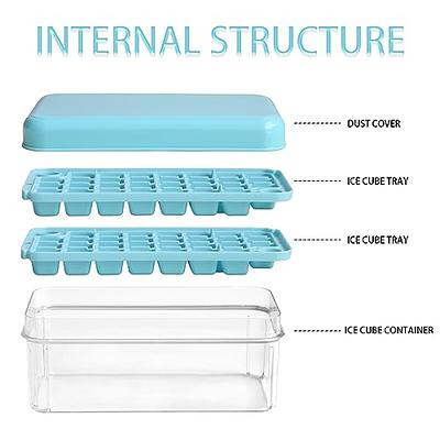 Ice Cube Tray with Lid and Bin, 2 Pack for Freezer, 64 Pcs Ice Cube Mold  (Green) 313027986906