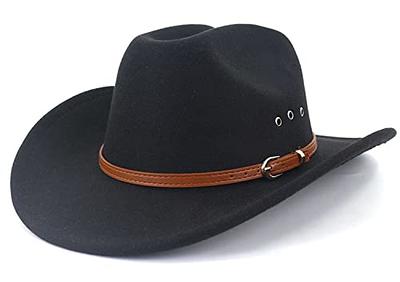 3 Pcs Men's Cowboy Hats Felt Wide Brim Western Cowboy Hat with Belt Buckle  Classic Fedora Outdoor Cowboy Hat with