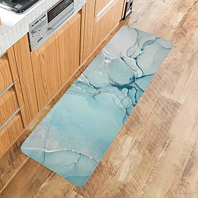 2 Pieces Modern Marble Washable Kitchen Runner Mats Non-slip absorbent  Kitchen Rug Set