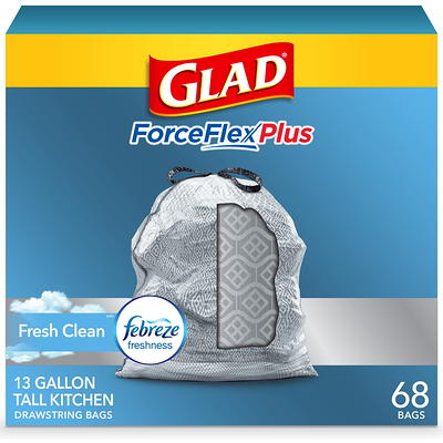 Glad Tall Kitchen Drawstring Trash Bags Odorshield 13 Gallon - Febreze  Fresh Clean - Gray - 100ct : Target