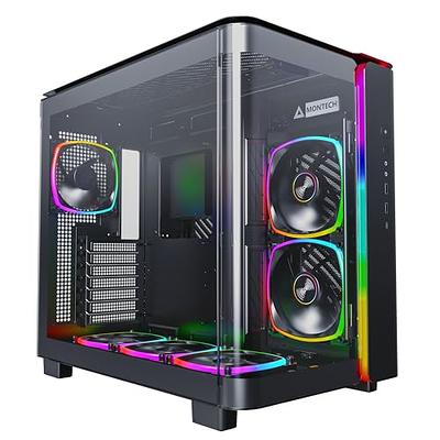  KEDIERS PC CASE ATX 4 PWM ARGB Fans Pre-Installed, Mid Tower  Computer Case with Full View Dual Tempered Glass, Gaming PC Case,Black,G900