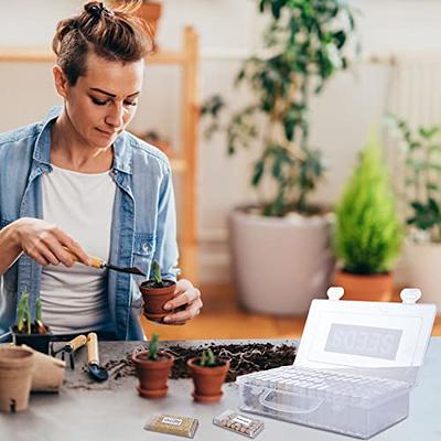 64 Slots Plastic Seed Storage Box Organizer with Label Stickers(seeds not  included), Seed Container Storage use for Flower Seeds,Vegetable Seeds