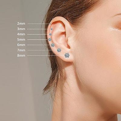 12 Pairs Plastic Earrings for Sensitive Ears Plastic Post Earrings for  Women Birthstone Cubic Zirconia Stud Earrings Set 2mm 3mm 4mm 5mm Size 2MM