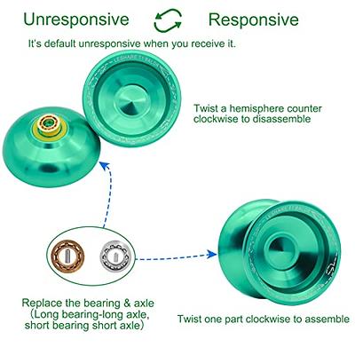 JOLESHARE Professional Unresponsive Yoyo for Pros and Responsive Yoyos for Kids Beginners, Package Includes Replaceable Responsive Bearings, yo-yo Gloves, and 5 yo-yo Cords(Green) - Shopping