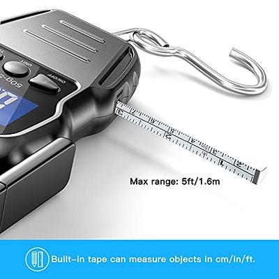 Digital Scale,Luggage Scale 50kg/110lb Portable Electronic LCD Digital  Travel Postal Fishing Hook Weight Scale with Tape Measure Hook and Backlit  LCD