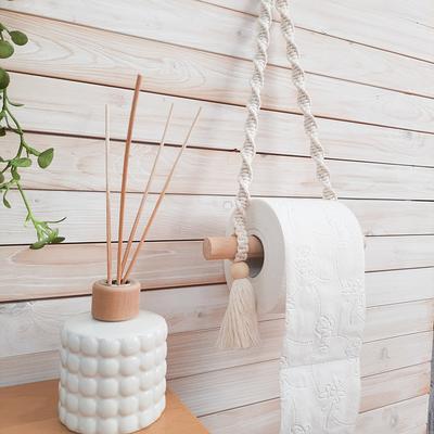 Toilet Paper Holder Bathroom Storage Shabby Chic Decor Accessories Macrame  Wall Hanging Off White Roll Boho - Yahoo Shopping