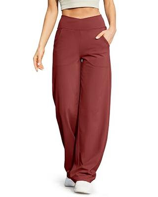 Clearance RYRJJ Womens Capri Pants Loose Yoga Pants Wide Leg High Waist  Comfy Lounge Pajama Capris Sweatpants with Pockets(Wine,XXL) 