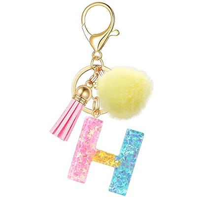 XGALBLA Letter AZ Keychain for Women Purse Handbags Alphabet Initial Letter  Keychain Tassel Butterfly Pendant Key Ring