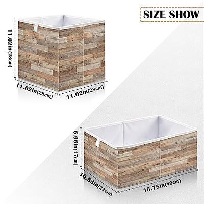 Wood Grain Pattern Collapsible Storage Cubes, Cube Storage Bins, Fabric  Organizer Baskets with Handle, Foldable Closet Shelf Organization Boxes,  Pack