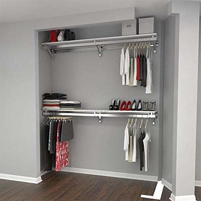 Closet Kit with Hanging Rods & Shelves - Corner Closet System - Closet  Shelves - Closet Organizers and Storage Shelves (White, 66 inches Wide)  Closet