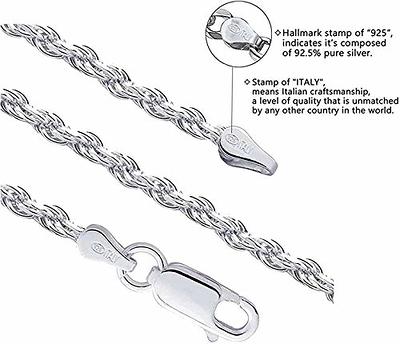 Savlano 925 Sterling Silver 6mm Solid Italian Rope Diamond Cut