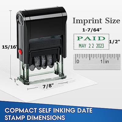 Heavy Duty Date Stamp with PAID Self Inking Stamp - BLUE Ink - Date Stamp  with Phrase