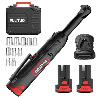 PULITUO Extended Cordless Electric Ratchet Wrench 3/8'', 50N.m (37