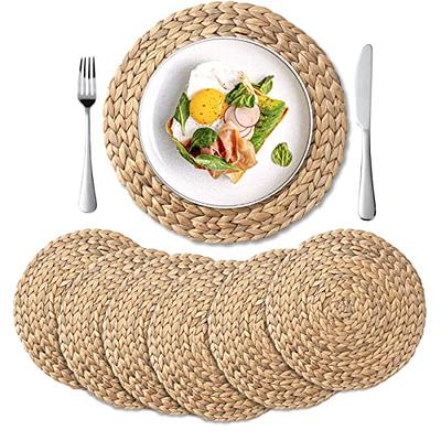 6 Pcs Round Placemats, Washable Vinyl Placemats Anti-scald