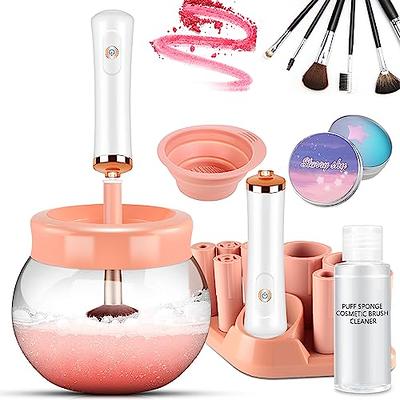 DOTSOG Makeup Brush Cleaner,Electric Makeup Brush Cleaner Machine with 8  Rubber Collars,Deep Cosmetic Automatic Brush Spinner for all brushes,Wash  and