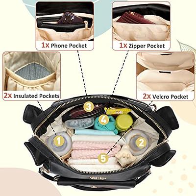 miss fong Small Diaper Bag Mini Diaper Bag, Leather Diaper Bag Backpack  with 13 Diaper Bag Organizers,2 Insulated Pockets, and Shoulder Strap(After