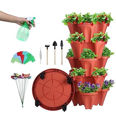 Mr. Stacky 5 Tier Stackable Strawberry, Herb, Flower, and Vegetable Planter  - Vertical Garden Indoor/Outdoor