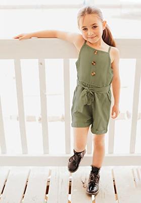 Huanye Girl's Sleeveless Halter Side Pockets Romper JumpSuit, Army Green,  9-10Y - Yahoo Shopping