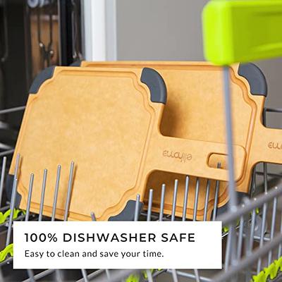 Double Save S Non-Slip Removable Compartments and Grooves to Prevent Spills Dishwasher  Safe Cutting Board & Serving Tray