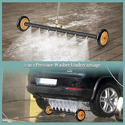 ZALALOVA Pressure Washer Undercarriage Cleaner, 16 inch Power Washer Surface Cleaner Attachments, Under Car Wash Water Broom W 2 Pcs Extension Wand 1