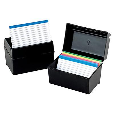  OFFILICIOUS Black Index Card Holder 4x6 - Index Card Box With  Dividers, Ruled Cards & Stickers - Index Card Organizer Case, NoteCard  Holder, Recipe Card Storage Box - Flash Card
