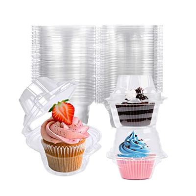 4U'LIFE 6 Compartment Crystal Clear Dome Lid Hinged Cupcake/Muffin  Container,Cupcake carrier, Packaging Transporter, Cupcake Trays, Cupcake