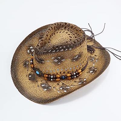 Boho Cowboy Hats for Women, Bohemian Cowgirl Straw Hat, Stetson Western Hats, kekugi