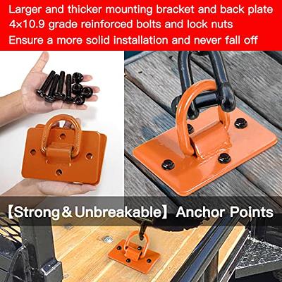 PAMAZY 6pcs Heavy Duty Steel D Rings Tie Down Anchors, Ultra Durable 3500 Pound Breaking Strength Surface Mount Hooks Securing Cargo for Trailer