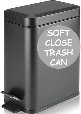 Soft Close, Rectangular Trash Can 10L with Anti - Bag Slip Liner and Lid,  Use as Mini Garbage Basket, Slim Dust Bin, or Decor in Bathroom, Restroom,  Kitchen, or Bedroom (10L /