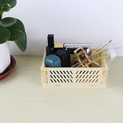 Mini Baskets Shelf Stacking Folding Crate Bin for Bedroom Small