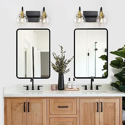 Bathroom Lights 5 Light Black and Gold Vanity Lights, Industrial Wall  Mounted Mirror Wall Lights with Glass Cover Bathroom Vanity Lights,  Bathroom