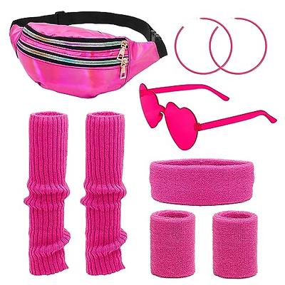 Gvhntk 80s Outfit Costume Accessories Set for Women Party Neon Leg Warmers  Headband Wristbands Fanny Pack Earrings Glasses (Rose Red) - Yahoo Shopping