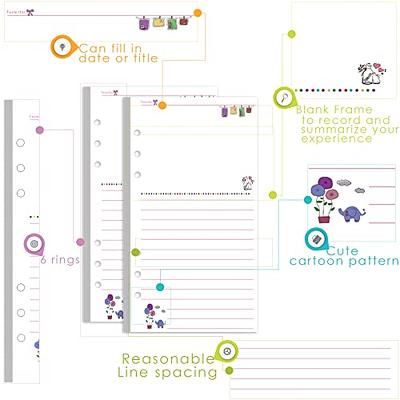 Rancco A6 Planner Inserts Lined Paper, Colorful 90 Page 6-Ring