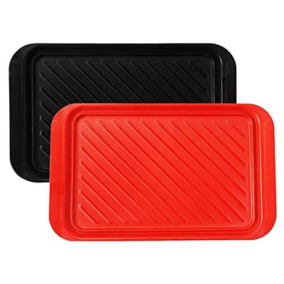 Rectangular Non Slip Serving Tray with Handles That are Easy to Grip  Silicone Nubs Non Skid Plastic Food Tray - Portable Dinner Trays for Eating  