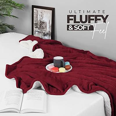 Utopia Bedding Fleece Blanket Twin Size Burgundy 300GSM Luxury Bed