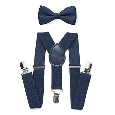 Y-shaped Adjustable Suspender with 4 Clips - Y-NAVY BLUE