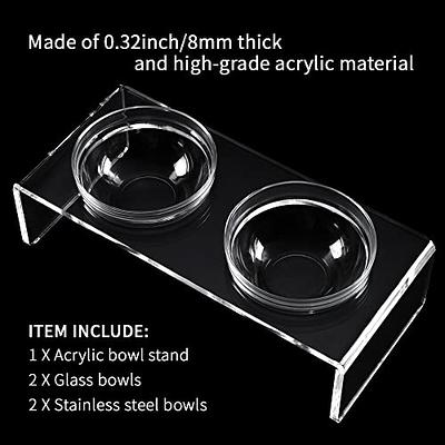 Dog and Cat Bowls Elevated Set - Acrylic Feeder Stand with 2 Set Removable  St