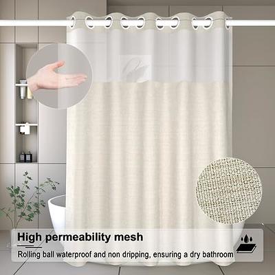 Naturalliving Linen Shower Curtain with 2PACK Snap in Fabric Liners  Waterproof Set, No Hook Beige Hotel Shower Curtain Set with See Through  Mesh Top Window,Machine Washable, 72 x 72 inch - Yahoo Shopping