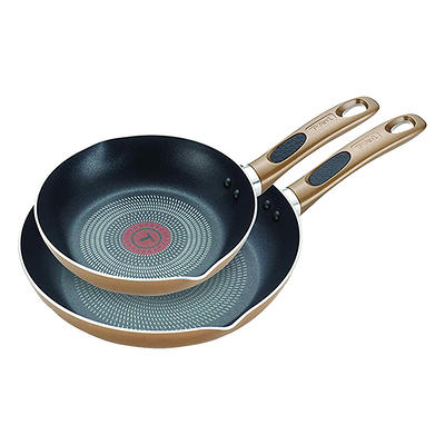 T-fal Initiatives Ceramic Cookware, 2 Piece Fry Pan Set, 8.5 & 10.5 inch,  Black, G917S264 