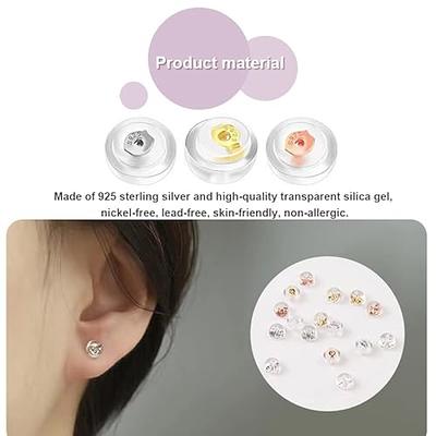 Silicone Earring Backs, Roctee Real 925 Solid Silver Earring Backs for Studs,  18 PCS Silicone Locking