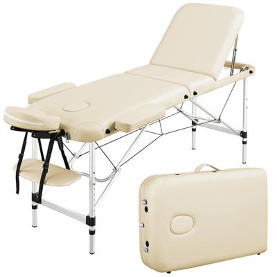 White 3-Section Aluminum 84 L Portable Massage Table Facial SPA Bed Tattoo  w/Bolster Pillow